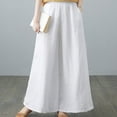 thumbnail image 4 of Wycnly Pants for Women Trousers for Women Fashion Drawstring Elastic Waist Loose Straight Leg Pants Vintage Cotton Linen Casual Ladies Long Pants with Pocket, 4 of 7