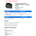 thumbnail image 2 of Automatic Transmission Pan - Compatible with 2006 - 2010 Dodge Charger 2007 2008 2009, 2 of 2