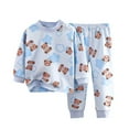 thumbnail image 2 of Swuxness Toddler Summer Print Casual Soft 2 Piece Outfit Suits Boys Long Sleeve Thin T-Shirts Long Pants Light Blue 1-2 Years, 2 of 3