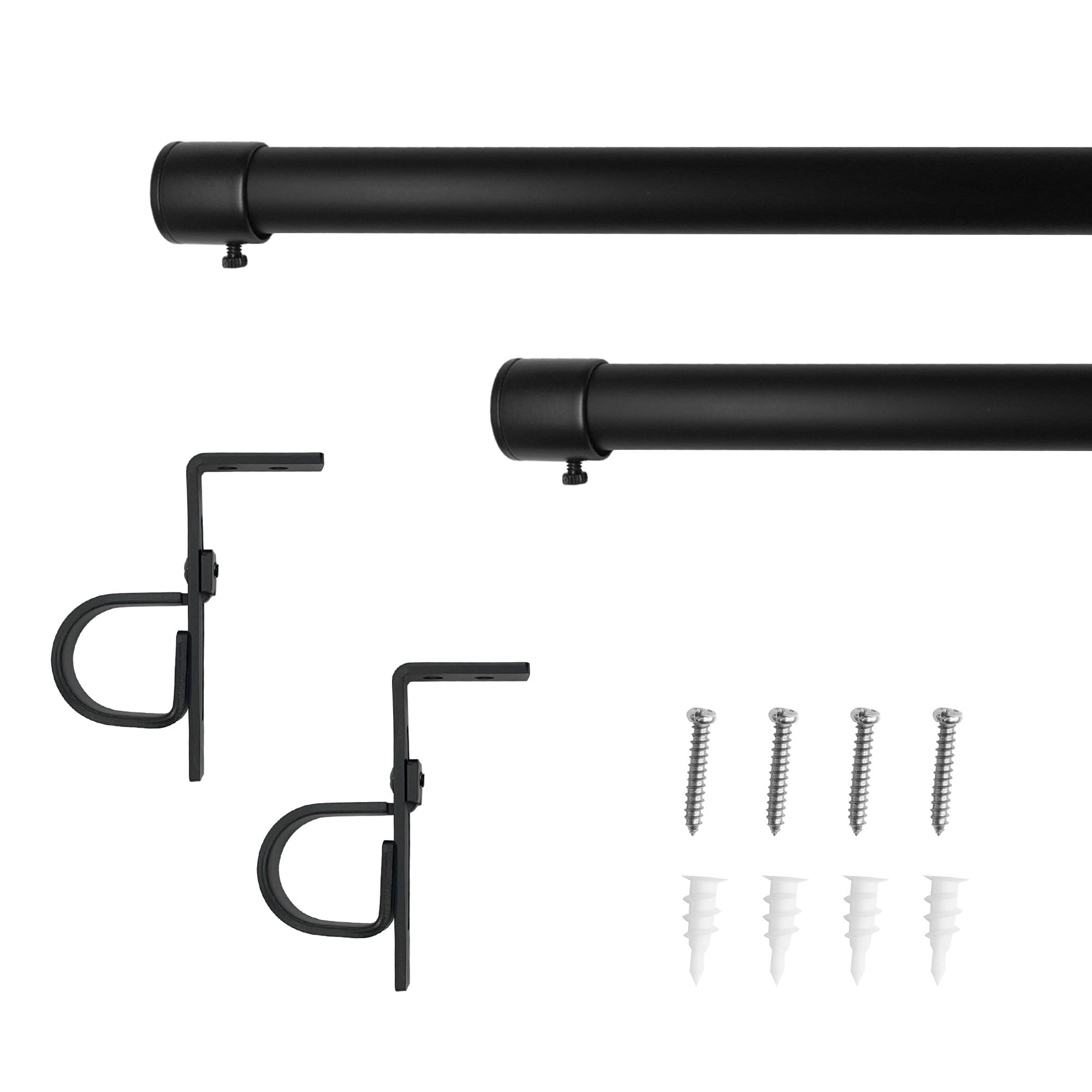 Lumi 1" Condo Single Curtain Rod, 23-120", Black