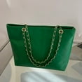 thumbnail image 4 of Otqutp Ladies Fashion Solid Color PU Leather Bag Zipper Metal Chain Shoulder Strap Shoulder Bag for Casual Traveling Hiking(Green,One Size), 4 of 5