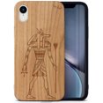 thumbnail image 1 of Case Yard Wooden Case Outside Soft TPU Silicone, Slim Fit Shockproof Wood Protective Phone Cover for Girls Boys Men and Women, Supports Wireless Charging Anubis Design case for iPhone-XR, 1 of 7