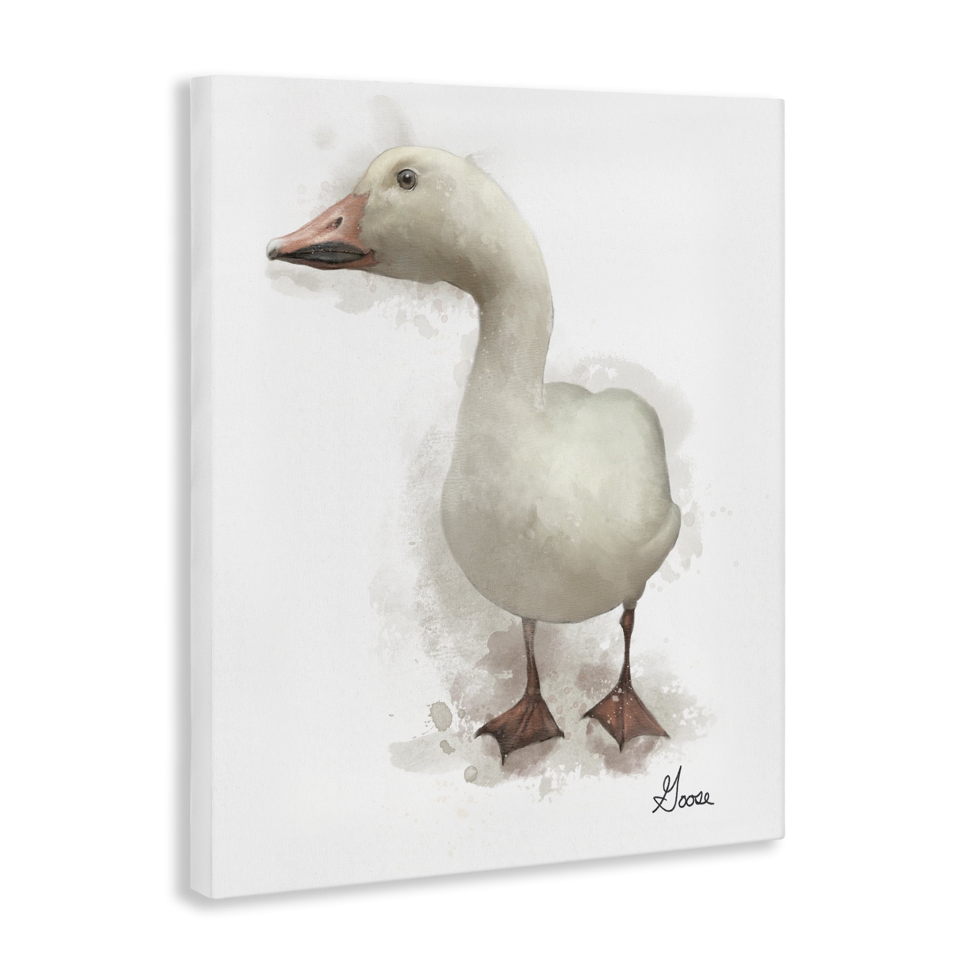 Stupell Industries White Farm Goose Animals Painting Wrapped Canvas Art Print Wall Art, 24 x 30