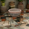 thumbnail image 2 of Vintiquewise 13.25" x 7.25" Round Clay Fire Pit with Metal Stand, 2 of 7