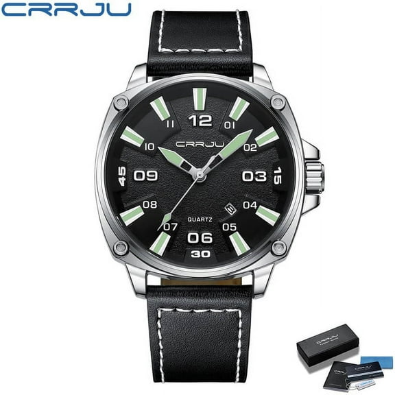 CRRJU Casual Fashion Male Watches Classic Mens Waterproof Quartz Calendar Wristwatch Luxury Gold Man Clock Relogio Masculino