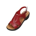 thumbnail image 3 of Domuza Ankle Buckle Strap Sandals for Women Open Toe Slip On Sandals with Arch Support Retro Sandal Summer Casual Wedge Sandals Red 6.5（EU-37）, 3 of 4