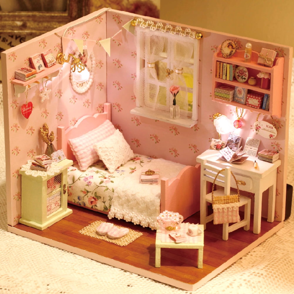 Lifelike Look Dollhouse Toy, Doll House, Home Desk Diy Office Table For