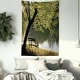 thumbnail image 3 of Nature Tapestry Wall Hanging Bench under Timber Tree by Riverside Epic Countryside Rural Relaxing Resting Space Scenery, Bedroom Living Room Dorm Decor, 60W X 80L Inches, Green, by Ambesonne, 3 of 5