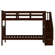 imerelez Stairway Twin-Over-Twin Bunk Bed with Storage and Guard Rail for Bedroom, Dorm, Espresso color
