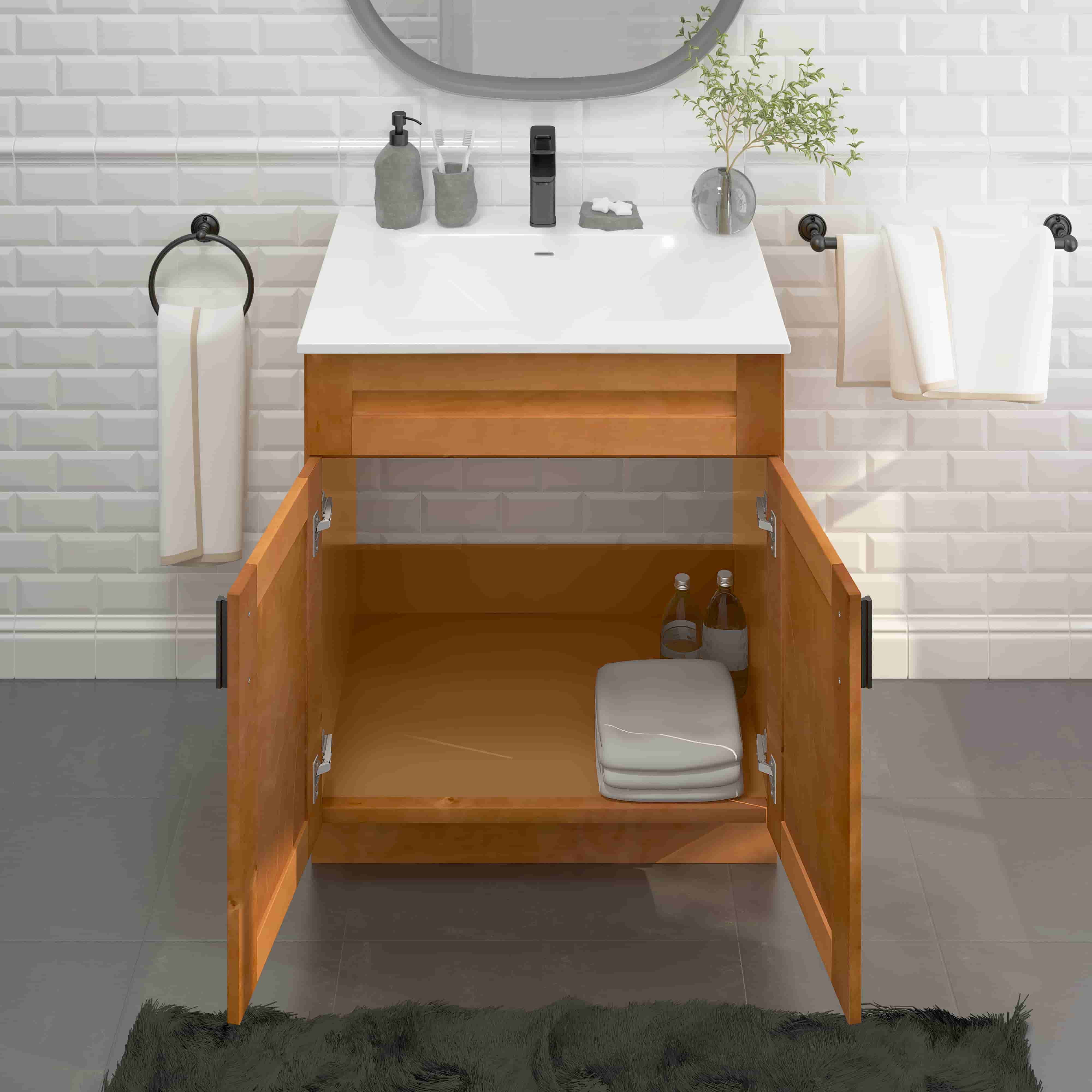 Sink Base Bathroom Vanity Ready-to-Assemble Bathroom Cabinet 30" Width Vanity Base in Maple Shaker