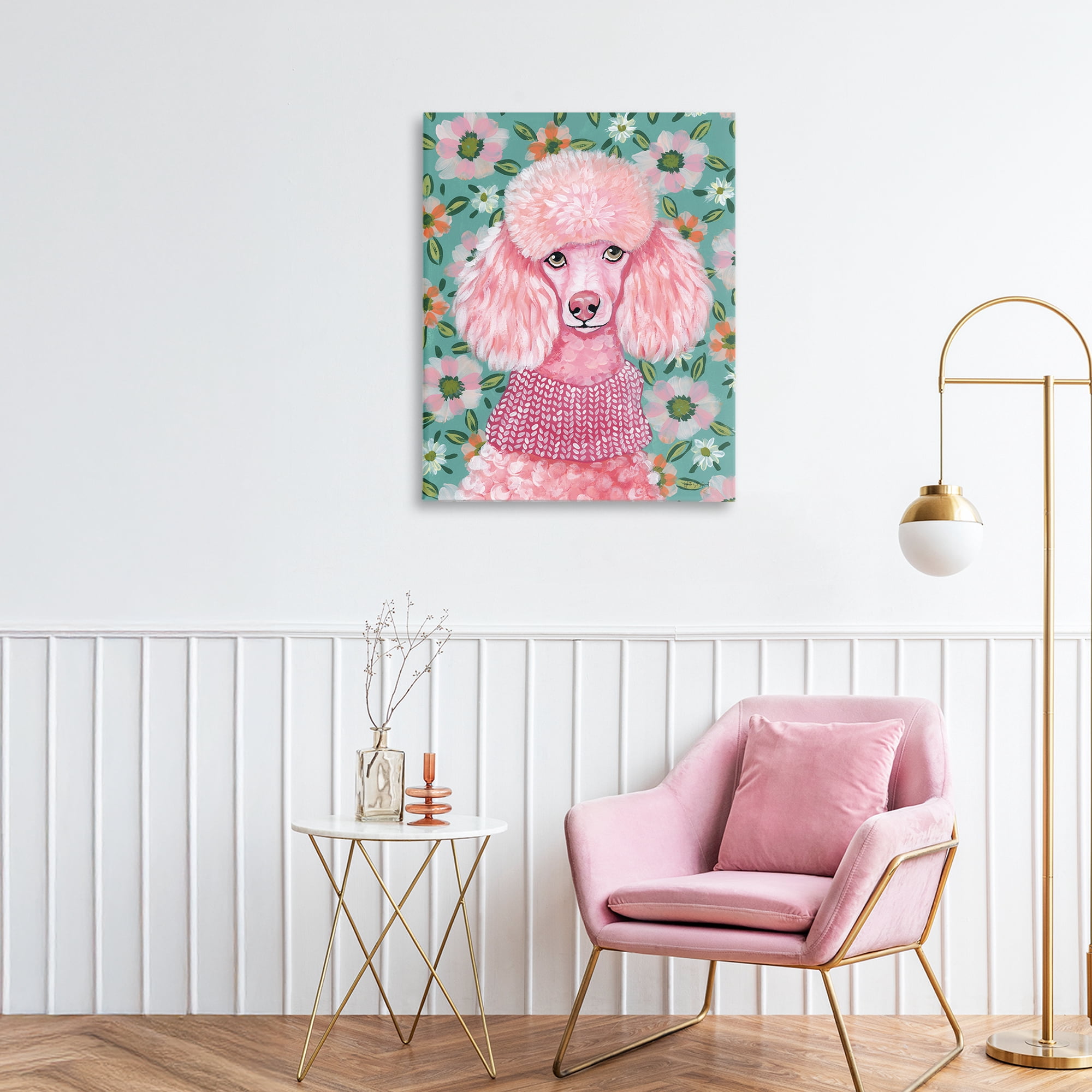 Stupell Industries Floral Poodle In Pink Canvas Wall Art, design by Yvette St. Amant