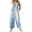 Sky Blue, variant on JULMCOMO Cotton Linen Jumpsuits for Women Wide Leg Floral Print Loose Fit Overalls Sleeveless Casual Summer Jumpsuit with Pockets Light Blue 2XL