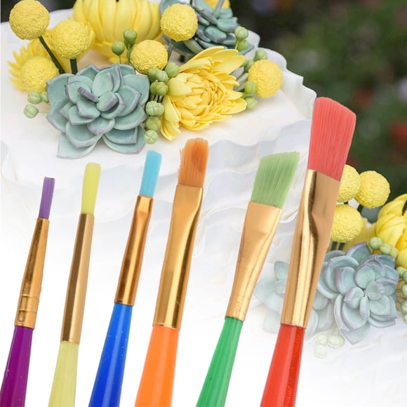 6 Unids Peque?o Fondant Cake Coloring Pen Decorar Brush Coloring Sugar Craft Baking Tool Brushes para Alimentos Decoración Cake Icing Brushes EOTVIA No