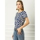 thumbnail image 2 of Blusa Floral de Verano Allegra K de Manga Corta Cuello Redondo Estampado de Margaritas Azul Oscuro M, 2 of 6