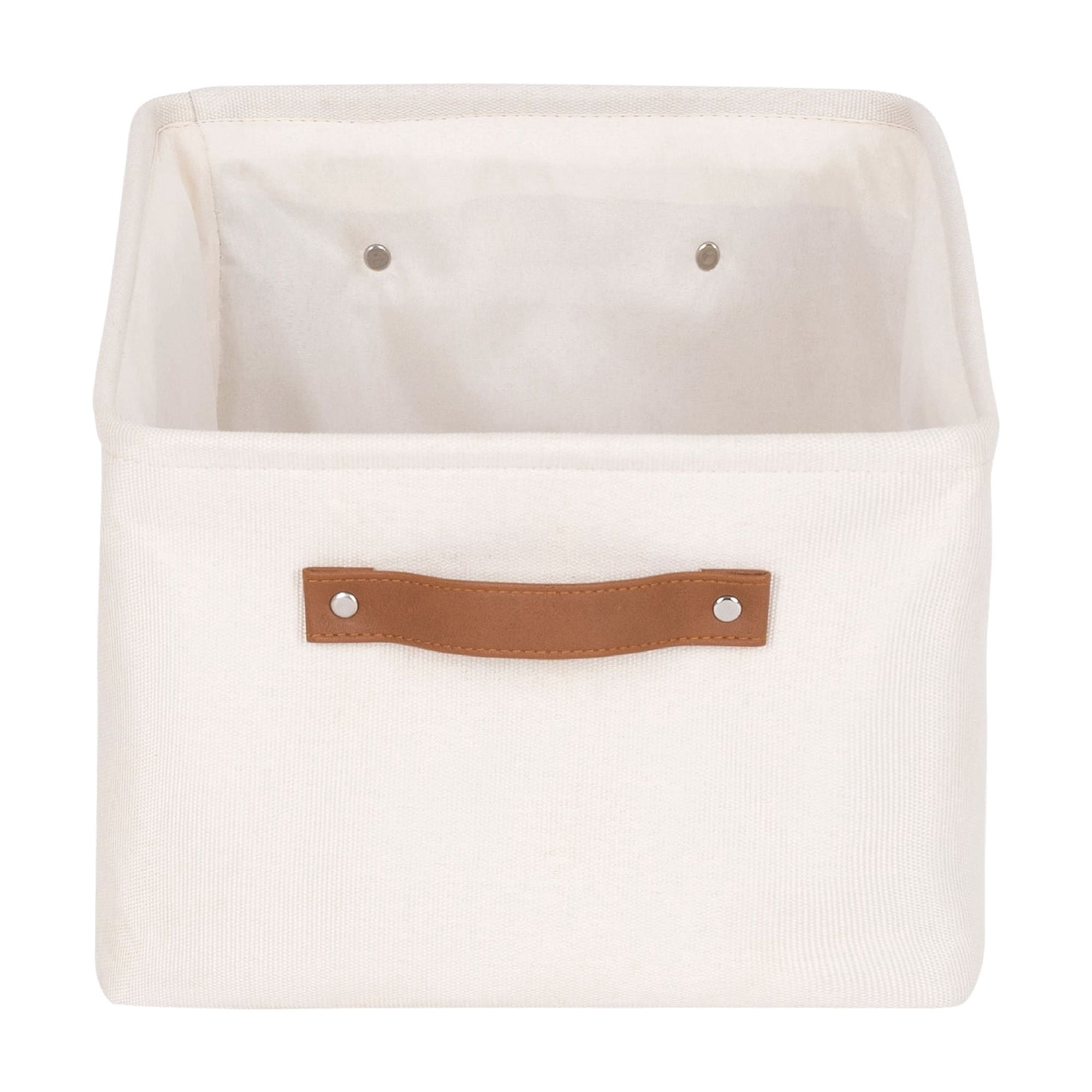 Mainstays Natural Canvas Fabric Decorative Storage Basket with Handles, 15 in x 8 in x 11 in