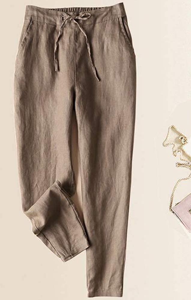 Women's Linen Pants Back Elastic 