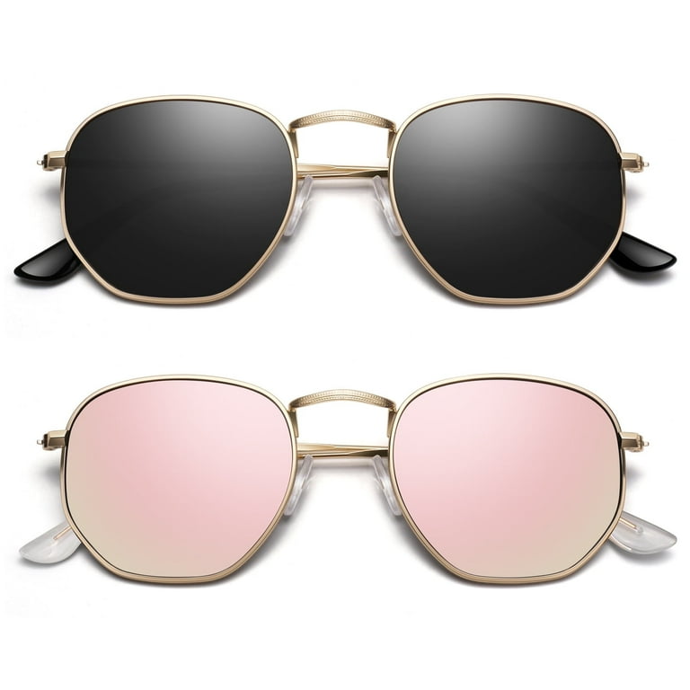 Square Polarized Sunglasses for Women Men Hexagonal Polygon UV400 Metal Frame Amazon.com: MEETSUN Polarized Hexagon Sunglasses for Women  main image 2