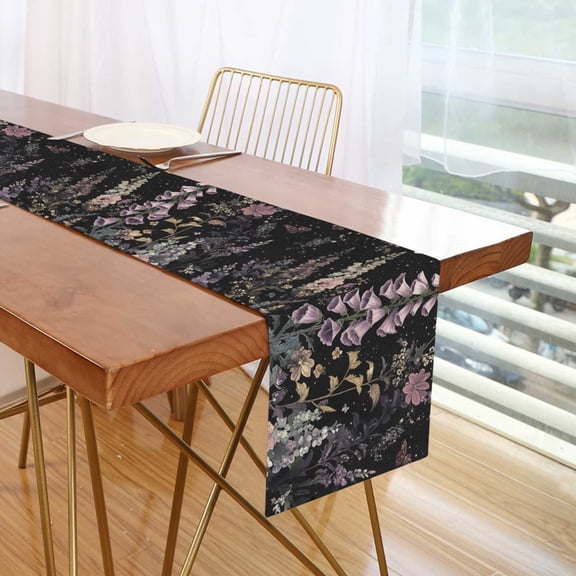 Yayeee Table Runner 70 inches Long for Home Kitchen Rectangle Dining Table Holiday Party Decoration, Dark Flowers Pattern