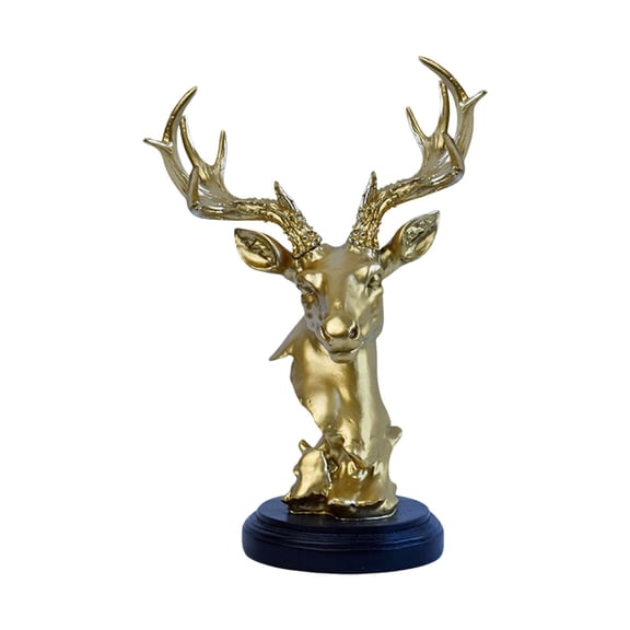 CoudarTitie Deer Head Figurine Craft Animal Sculpture Home Accent Decorative Piece Resin for golden