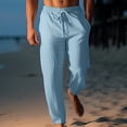 thumbnail image 2 of Lmnyox Men's Fashion Casual Drawstring Pants Straight Leg Lounge Pants with Pocket Lightweight Beach Trousers, 2 of 6