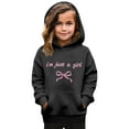 thumbnail image 2 of NAFUU Stylish Girls Hoodies Bow Print Hooded Sweatshirt Cute Long Sleeve Pullover Tops Soft Comfort Sweatshirts Daily Casual Wear 18-24 Months, 2 of 3