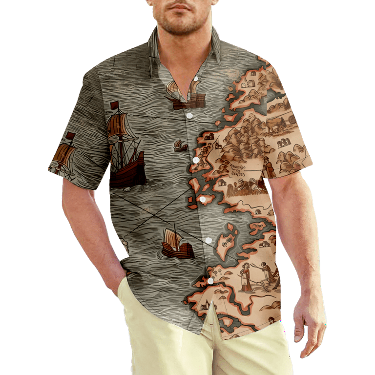 White Marle Gold Texture Men's Hawaiian Shirt Short Sleeves Button Down  Aloha Shirts Beach Dress Shirts XXL