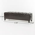 thumbnail image 7 of 50 Inch Rectangle Storage Ottoman, Upholstered Faux Leather Bench with Button Tufted and Safety Hinge, End of Bed Benches with Solid Wood Leg, for Living Room, Bedroom, Entryway, Black, 7 of 7