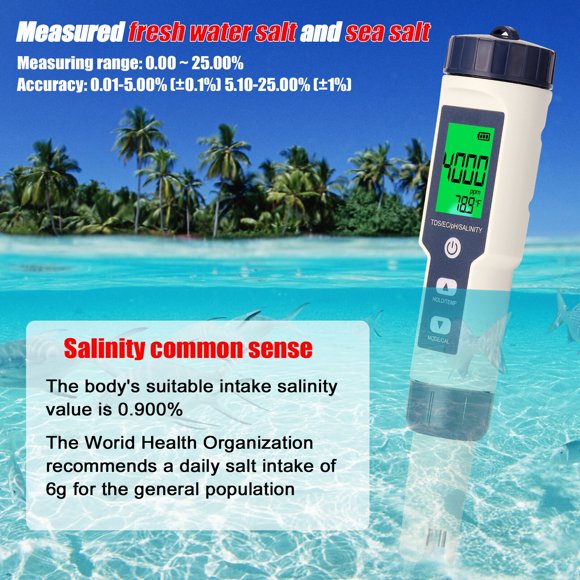 ,Quality 5 Combo Meter Professional Combo Meter Ph/ec//salinity/thermometer Professional 5 Meter By Ph 1 Professional Ec Salinity Water Quality In 1 Salinity And 5 In
