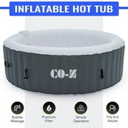 CO-Z 6 Person Inflatable Hot Tub 7ft Indoor Outdoor Spa with 130 Jets Heater Cover Pump Gray