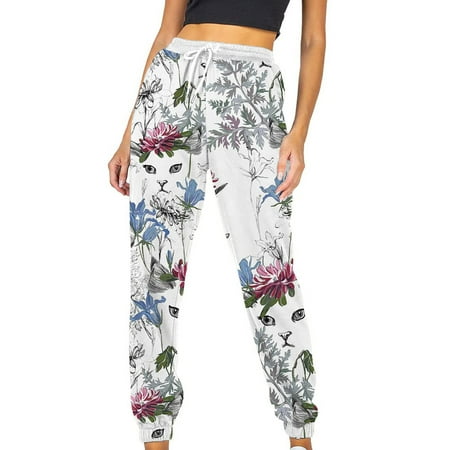 

Dadaria Wide Leg High Waisted Pants for Women Summer Prints Elastic Waist Trousers Long Straight Pants Sweatpants White XS Female