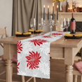 thumbnail image 2 of Red Grey Flowers Burlap Cotton Table Runner 13x120 Inches Long, Modern Abstract Blooms Floral Farmhouse Table Runners, Outdoor Dining Tablecloths Decor for Baby Shower/Party/Wedding, 2 of 8