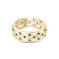 thumbnail image 3 of AFFY Round Simulated Blue Topaz Hollowing Flower Ring for Women 14K Yellow Gold over Silver-13, 3 of 5