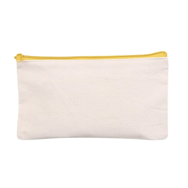 yulier Blank DIY Craft Bag Canvas Pencil Case Blank Makeup Bags Canvas Pencil Pouch Canvas Cosmetic Bag Multi-Purpose Travel Toiletry Bag Canvas Zipper Bags