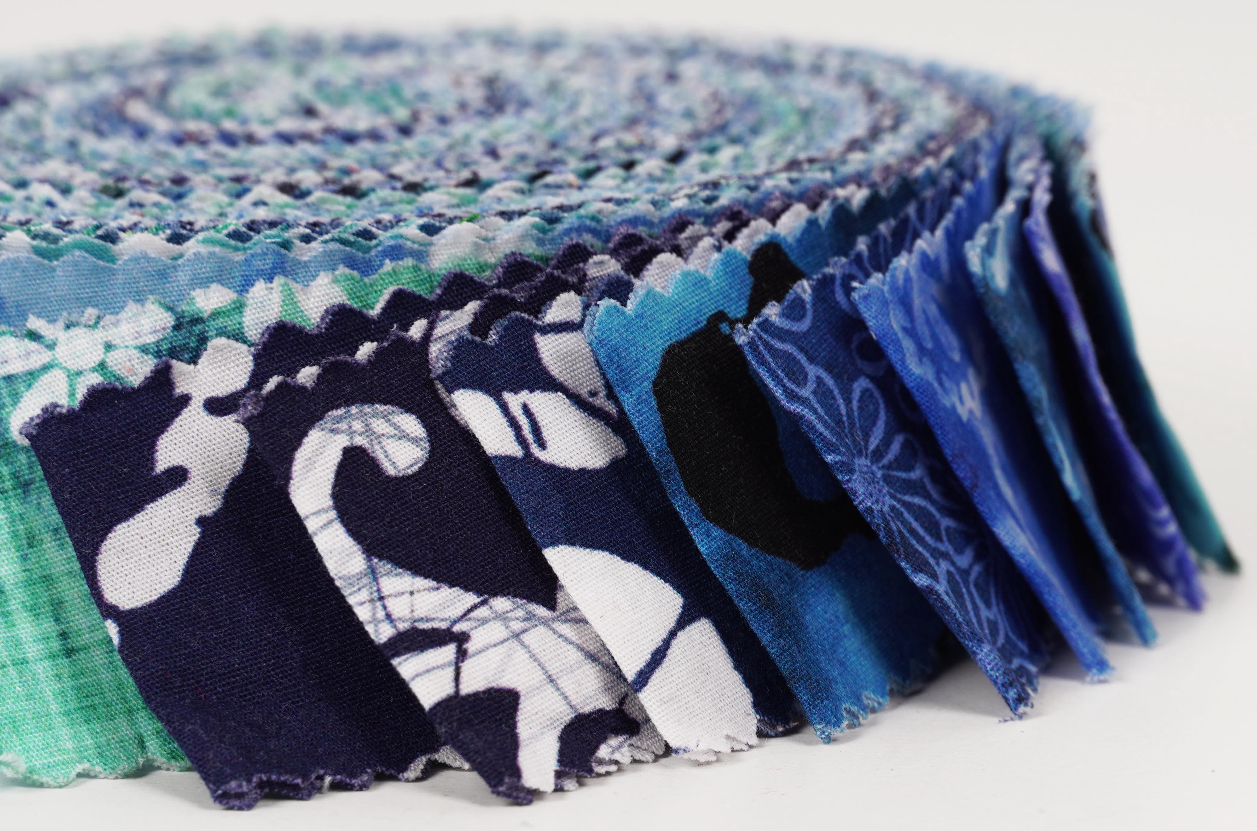 Soimoi 40Pcs Batik Print Precut Fabrics Strips Roll Up 1.5x42inches Cotton Jelly Rolls For Quilting - Sea Green & Blues