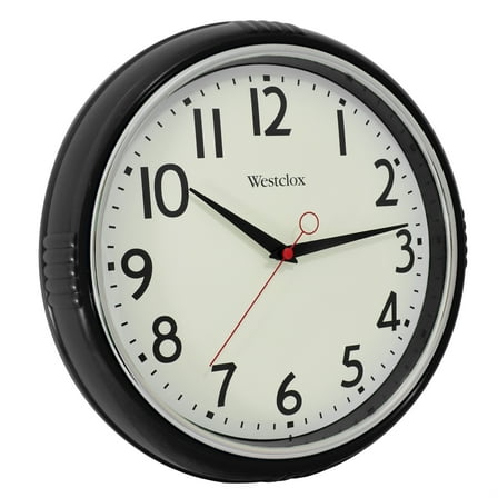 Westclox 12”  Black Retro Analog Quartz Accurate Wall Clock with Easy-to-Read Dial.