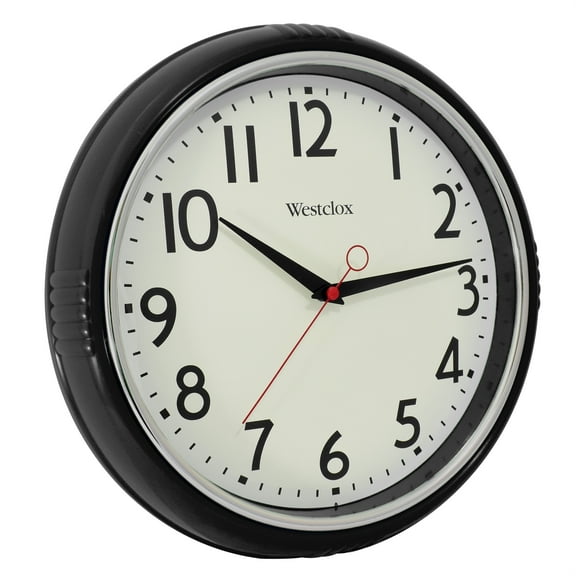 Westclox 12”  Black Retro Analog Quartz Accurate Wall Clock with Easy-to-Read Dial.