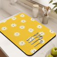 thumbnail image 3 of 2 Pack Washable Rubber Daisy Cute Floral Dish Drying Mats for Kitchen Counter Home Large Coffee Bar Pad Accessories and Decor for Utensils Stemware (2pcs 18''x24''+19.5''x12''), 3 of 6