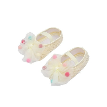 

Rotosw Toddler Flats Bowknot Crib Shoes Prewalker Mary Jane Breathable Comfort Princess Dress Shoe Wedding Fashion Yellow 4C