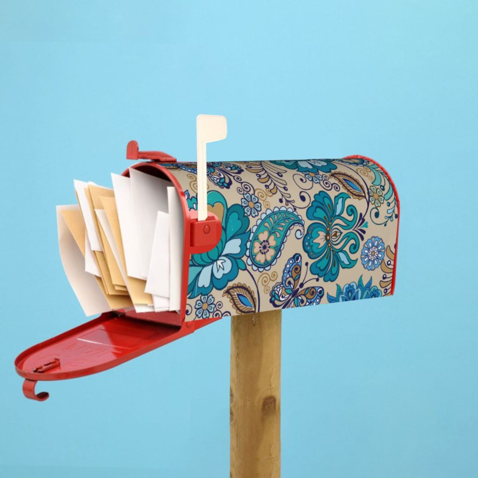 Xecao Vintage Floral Butterflies for Mailbox Cover with Magnetic Strips, Waterproof and Sunscreen, Adds a Decorative Touch to Your Garden Yard.