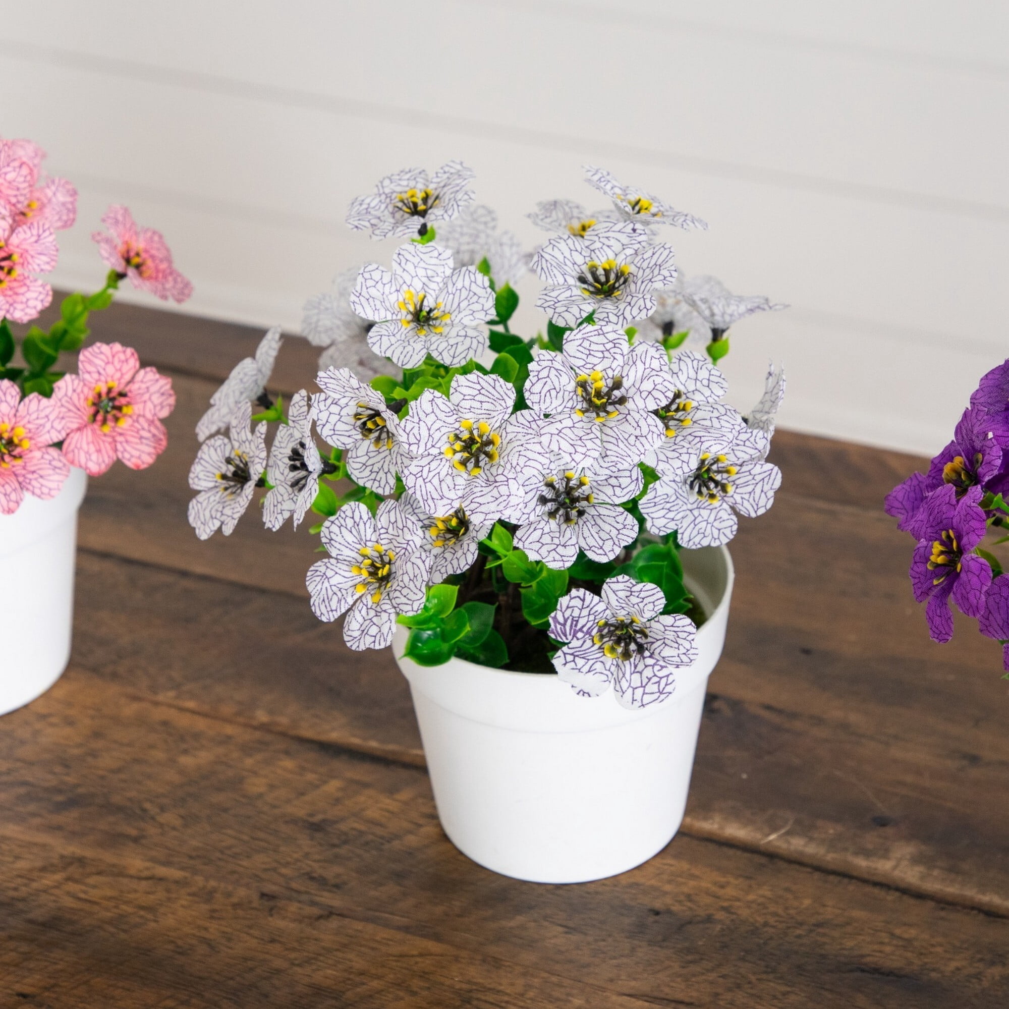 7in. Artificial Spring Daisy in White Pot - Set of 3