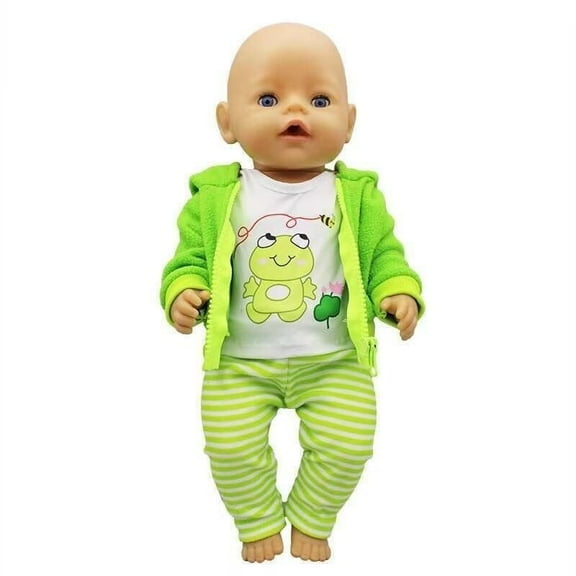 Babysbule 16-18 inch Reborn Baby Doll Clothes Outfit for Boy Dolls Green Frog Pajamas