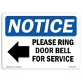 thumbnail image 1 of SignMission OS-NS-D-1824-L-17580 OSHA Notice Sign - Please Ring Door Bell for Service Sign with Symbol, 1 of 4