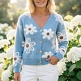 thumbnail image 5 of Enjoytime Womens Cardigan Floral Print V Neck Long Sleeve Button Down Knit Sweaters Tops Cozy Soft Loose Casual Cardigans, 5 of 8