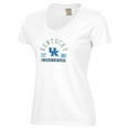 thumbnail image 2 of Women's  White Kentucky Wildcats Arch Logo Comfort Wash V-Neck T-Shirt, 2 of 3