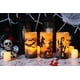 thumbnail image 3 of Velas parpadeantes sin llama que funcionan con pilas con temporizador de 6 horas, juego de 3 velas LED de cera real, luz cálida con castillo, bruja, murciélagos, velas decorativas para niños Adepaton WRMH-1577, 3 of 7