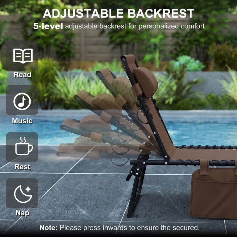 Outsunny Reclining Chaise Lounge with Adjustable Backrest, Brown photo 4