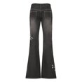 thumbnail image 4 of CONZONE Womens Flared Jeans Floral Embroidery Jeans for Women Trendy Buttons Fashion Wide Leg Fall Winter Denim Pants With Pocket, 4 of 9
