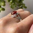 thumbnail image 2 of Amber Ring 925 Sterling Silver Natural Amber Gemstone Solitaire Wedding Ring, 2 of 5