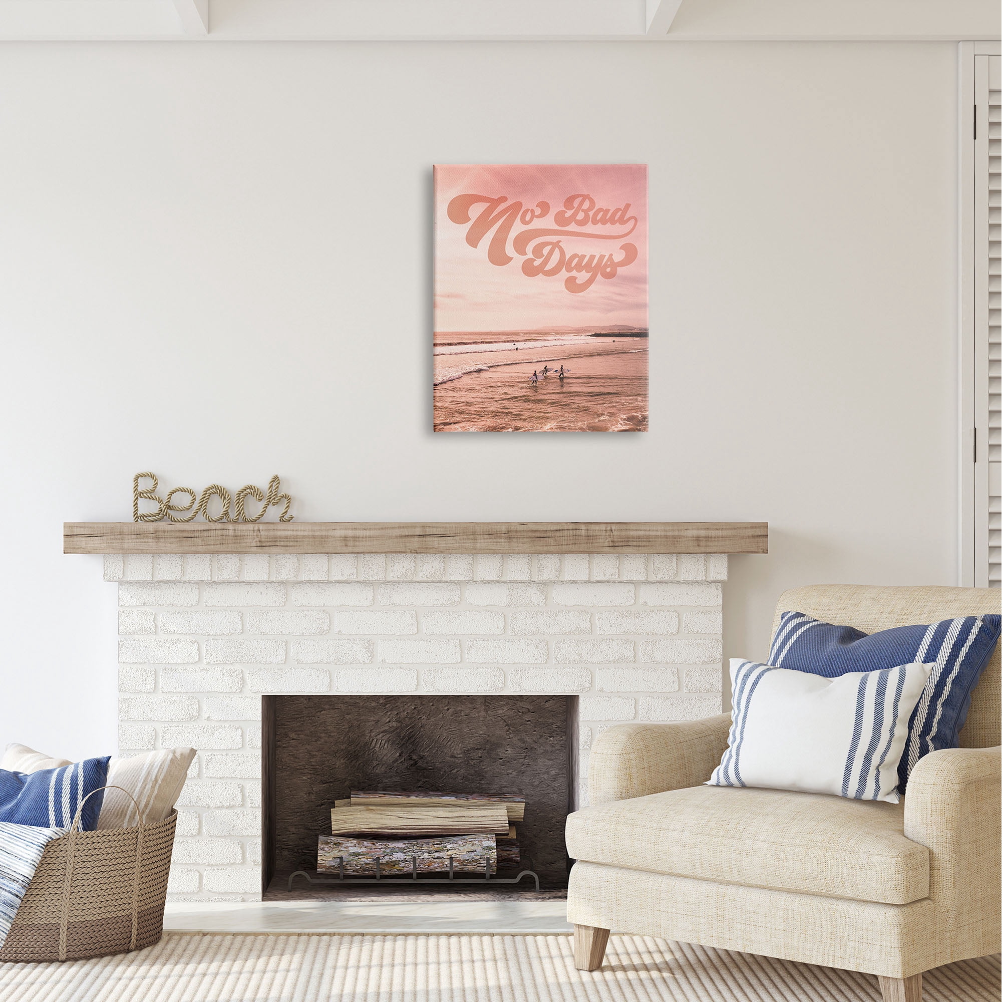 Stupell Industries No Bad Days Retro Beach Nature Painting Gallery Wrapped Canvas Print Wall Art, 24 x 30