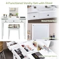 thumbnail image 3 of Topbuy Makeup Table Set w/Cushioned Stool for Girl Women Vanity Dressing Table Set White, 3 of 10